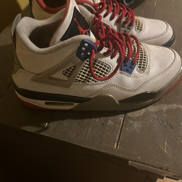 Jordan 4 retros cement, black, red, and blue size 5.5 y. 2 differentt colors!! - Picture 2 of 6
